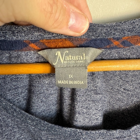 Natural Reflections Women's Steel-Blue Lagenlook Twofer Long‎ Sleeve T-Shirt 1X - Picture 3 of 12